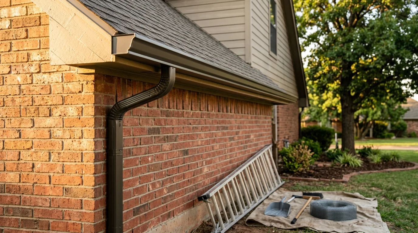 Gutter installation and repair on a residential home